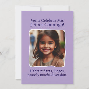 Invitation Photo Personalizada Mis 5 Años Cumpleaños Cinco