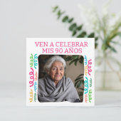 Invitation Photo Personalizada Mis 90 Años Fiesta (Debout devant)