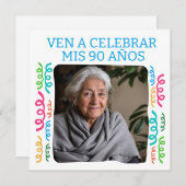 Invitation Photo Personalizada Mis 90 Años Fiesta (Devant / Derrière)