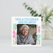 Invitation Photo Personalizada Mis 90 Años Fiesta (Debout devant)