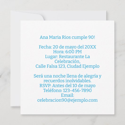 Invitation Photo Personalizada Mis 90 Años Fiesta (Dos)