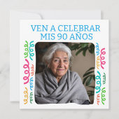 Invitation Photo Personalizada Mis 90 Años Fiesta (Devant)