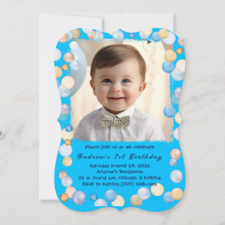Invitation Photo personnalisé 1er anniversaire garçon