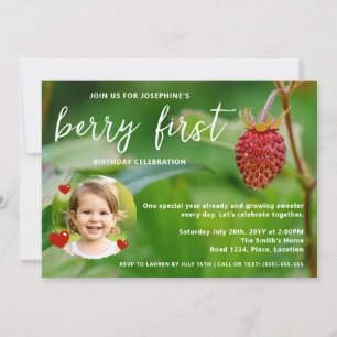 Invitation Photo personnalisé de fraise réelle pour un premie