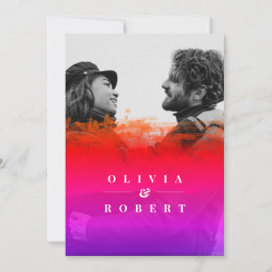 Invitation Photo personnalisé Mariage Abstrait Or Rose
