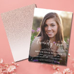 Invitation Photo personnalisée 21e anniversaire Rose Gold<br><div class="desc">Parties scintillant d'or rose fille vingt-et-unième anniversaire invitation avec un modèle invitation photo personnalisé qui est facile à personnaliser. Pour redimensionner et positionner votre photo,  cliquez sur le bouton "CUSTOMISER IT".</div>