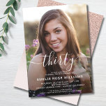 Invitation Photo personnalisée 30e anniversaire fête Trente<br><div class="desc">Parties scintillant d'or rose fille 30e anniversaire invitation avec un modèle invitation photo personnalisé qui est facile à personnaliser. Pour redimensionner et positionner votre photo,  cliquez sur le bouton "CUSTOMISER IT".</div>