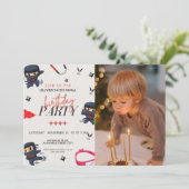 Invitation Photo personnalisée, anniversaire de ninja (Debout devant)