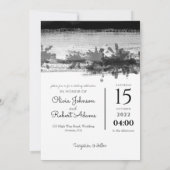 Invitation Photo personnalisée avec Mariage Abstrait noir élé (Dos)