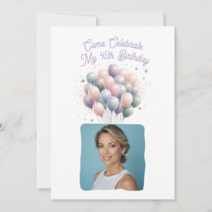 Invitation Photo personnalisée Ballons d'anniversaire 45e