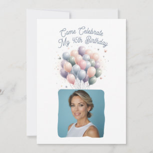 Invitation Photo personnalisée Ballons d'anniversaire 45e