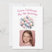 Invitation Photo personnalisée Ballons d'anniversaire 7e (Devant)