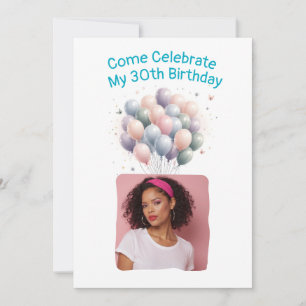 Invitation Photo personnalisée Ballons du 30e anniversaire