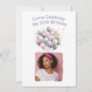 Invitation Photo personnalisée Ballons du 30e anniversaire