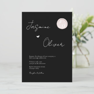 Invitation photo personnalisée blanc sceau de cire monogramme