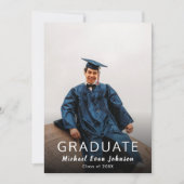 Invitation Photo personnalisée Blue Graduation Classe d'invit (Devant)