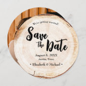 Invitation Photo personnalisée Bois Slice Rustique Mariage un (Devant / Derrière)