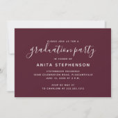 Invitation Photo personnalisée Burgundy Script Graduation Par (Dos)
