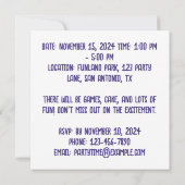 Invitation Photo personnalisée Casquette fête d'anniversaire (Dos)