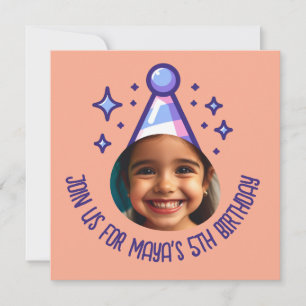 Invitation Photo personnalisée Casquette fête d'anniversaire