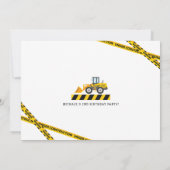 Invitation Photo personnalisée Chariot de construction Annive (Dos)