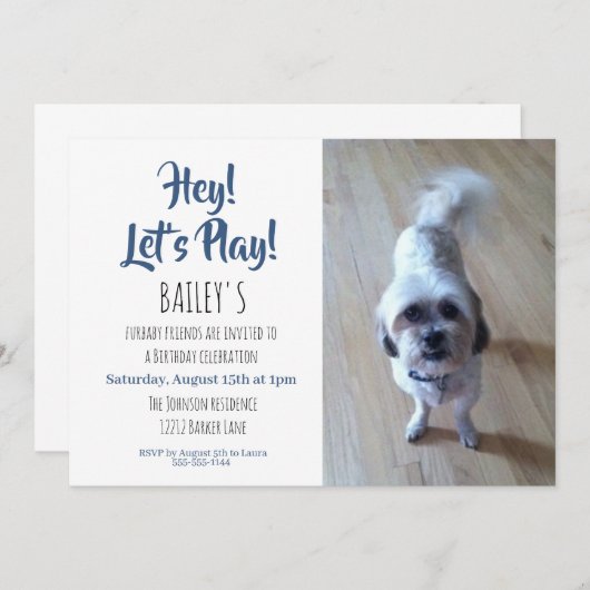 Invitation Photo personnalisée Chien Chien Chien Chien Annive (Devant / Derrière)