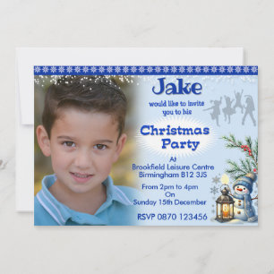 Invitation photo personnalisée de Noël du garçon