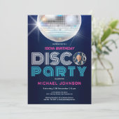 Invitation Photo personnalisée Disco Party Retro 100e anniver (Debout devant)