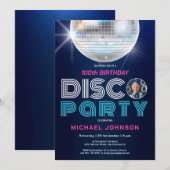 Invitation Photo personnalisée Disco Party Retro 100e anniver (Devant / Derrière)