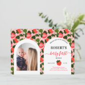 Invitation Photo personnalisée du premier anniversaire de fra (Debout devant)