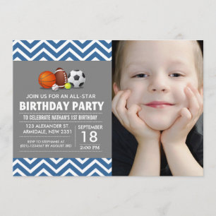 Invitation Photo personnalisée d'une fête d'anniversaire spor