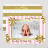 Invitation Photo personnalisée en or et rose (Devant / Derrière)