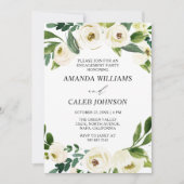 Invitation Photo personnalisée Fleurs blanches Partie d'engag (Devant)