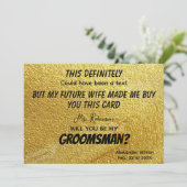 Invitation Photo Personnalisée Funny Modern Gold Groomsmen (Debout devant)