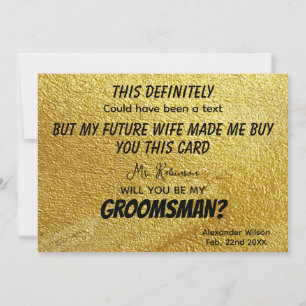 Invitation Photo Personnalisée Funny Modern Gold Groomsmen