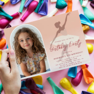 Invitation Photo personnalisée I rose Silhouette Ballerina An