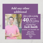 Invitation Photo personnalisée, jalon d'âge. (Devant / Derrière)