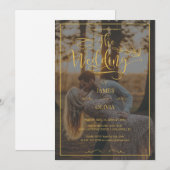 Invitation Photo personnalisée Mariage de calligraphie or (Devant / Derrière)