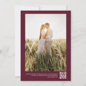 Invitation Photo personnalisée mariage de code QR burgundy bl (Dos)