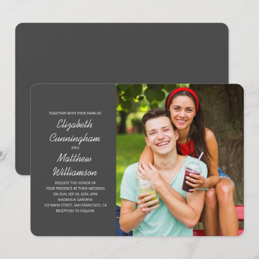 Invitation Photo personnalisée + Mariage moderne (Devant / Derrière)