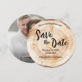 Invitation Photo personnalisée Mariage rustique Wood Grain (Devant / Derrière)