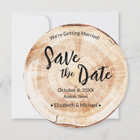 Invitation Photo personnalisée Mariage rustique Wood Grain (Devant)