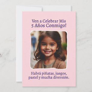 Invitation Photo personnalisée Mes 5 ans Anniversaire Cinq