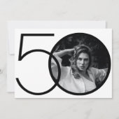 Invitation Photo personnalisée minimaliste noir blanc 50e ann (Devant)