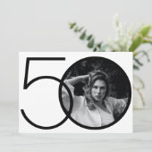 Invitation Photo personnalisée minimaliste noir blanc 50e ann (Debout devant)