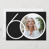 Invitation Photo personnalisée minimaliste noir blanc 60e ann (Devant)