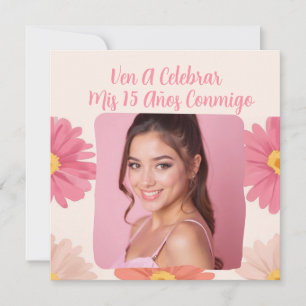 Invitation Photo personnalisée Mis Quince Flores Quinceañera