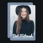 Invitation Photo personnalisée moderne Bat mitzvah<br><div class="desc">Ce design est composé d'un script cursif ludique contré par la simple typographie de san serif. Ce design est moderne et simple. Ajouter une image photo.

Disponible ici :http://www.zazzle.com/store/selectpartysupplies</div>