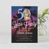 Invitation Photo personnalisée moderne Luau Party 50e anniver (Debout devant)
