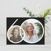 Invitation Photo personnalisée Noir Blanc 60e anniversaire (Debout devant)